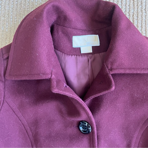 Michael By Michael Kors Women's Wool Blend Red Maroon Single Breasted Coat SZ M - Picture 10 of 13